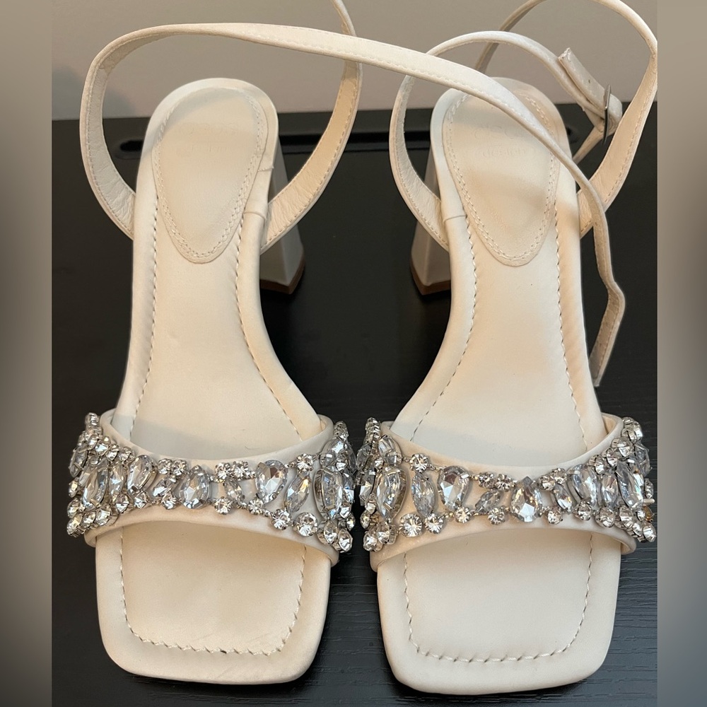 ASOS white bridal heels wide size 7